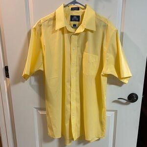 STAFFORD Super Shirt Men's Yellow Short Sleeve Dress Shirt